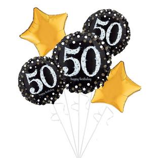 Sparkling Celebration 50th Birthday Foil Balloon Bouquet